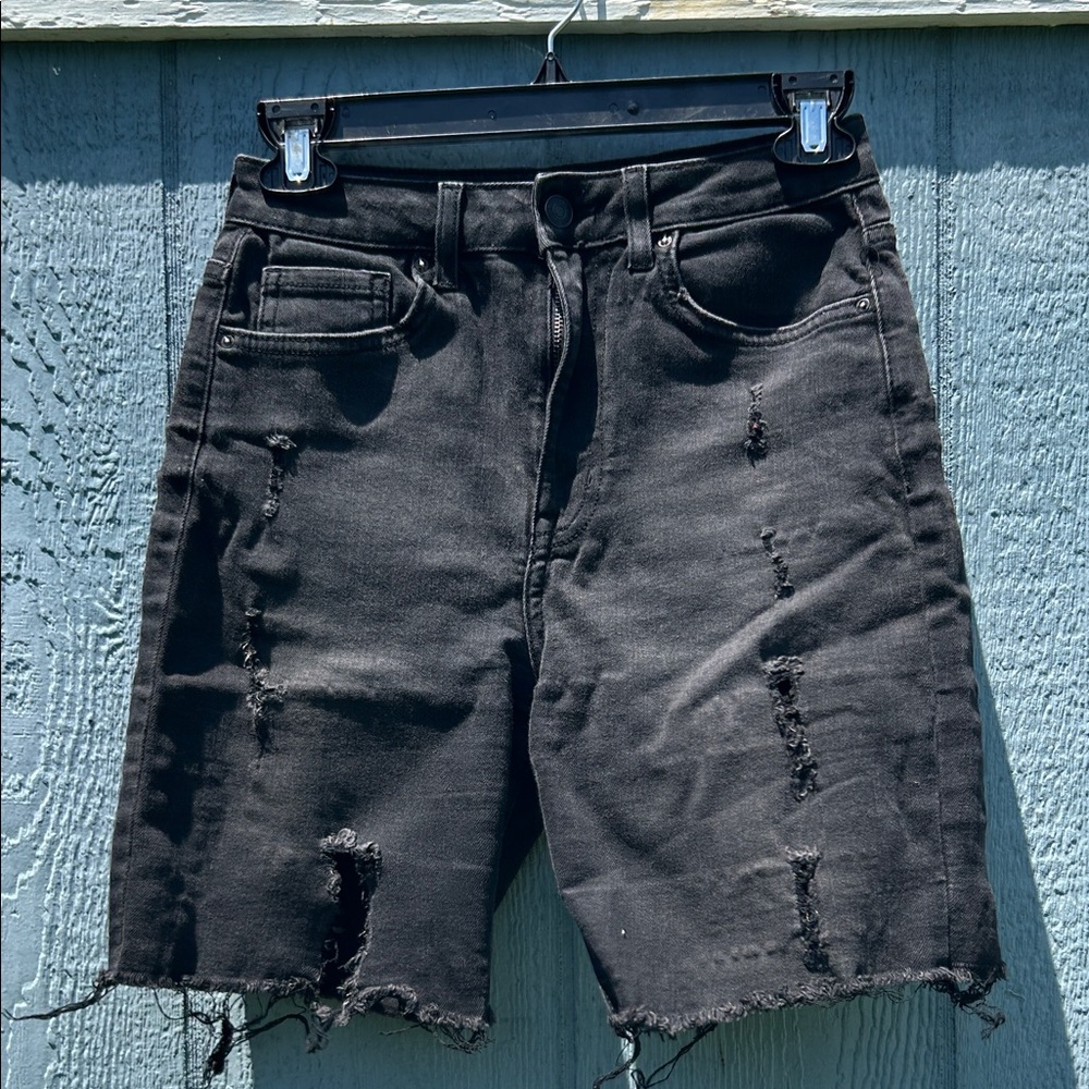 Forever 21 Black Distressed Jean Shorts
